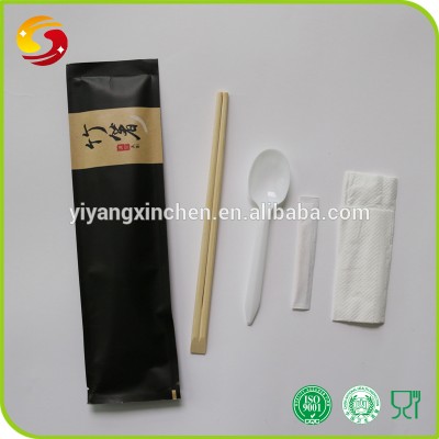 Black Color Paper Packed Disposable Bamboo Chopsticks And Spoon Set Export Japan